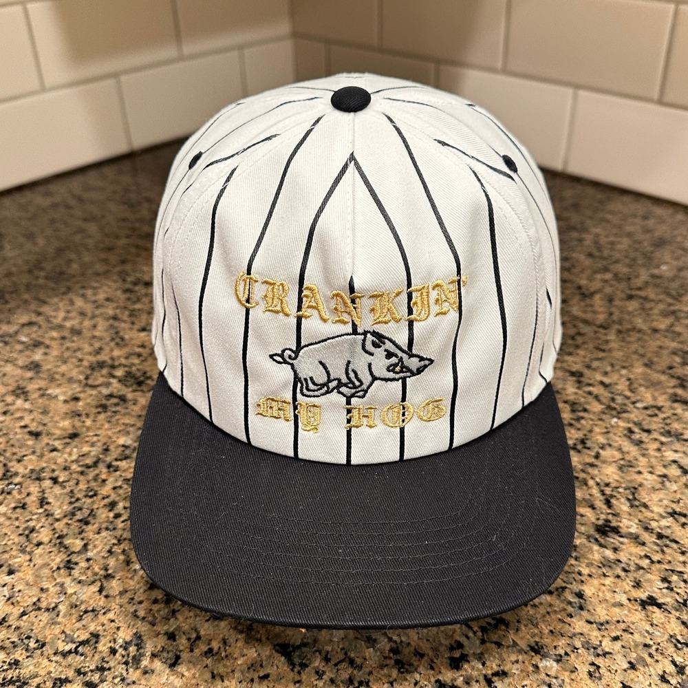 Crankin My Hog Atonal A500P Snapback Hat Mens OS White Cotton Pinstripe